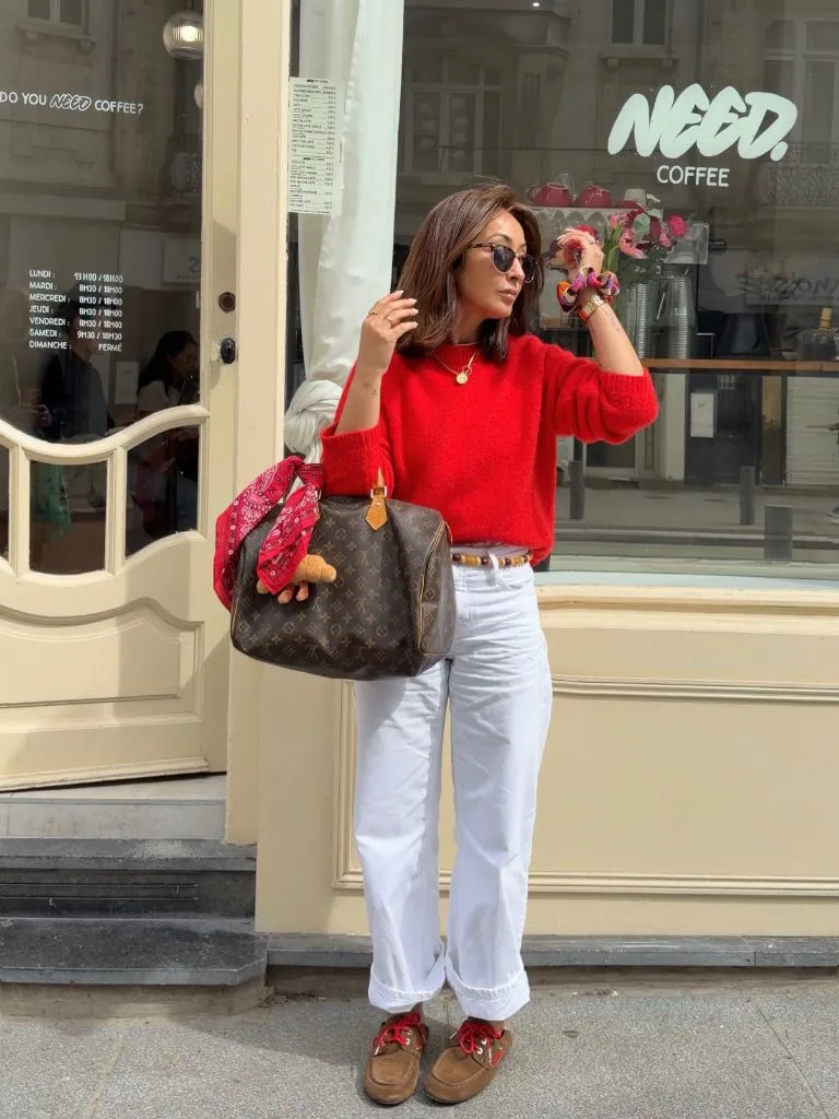 Fall Outfits for 2026 Bold Red Sweater With Weekend Brunch Energy