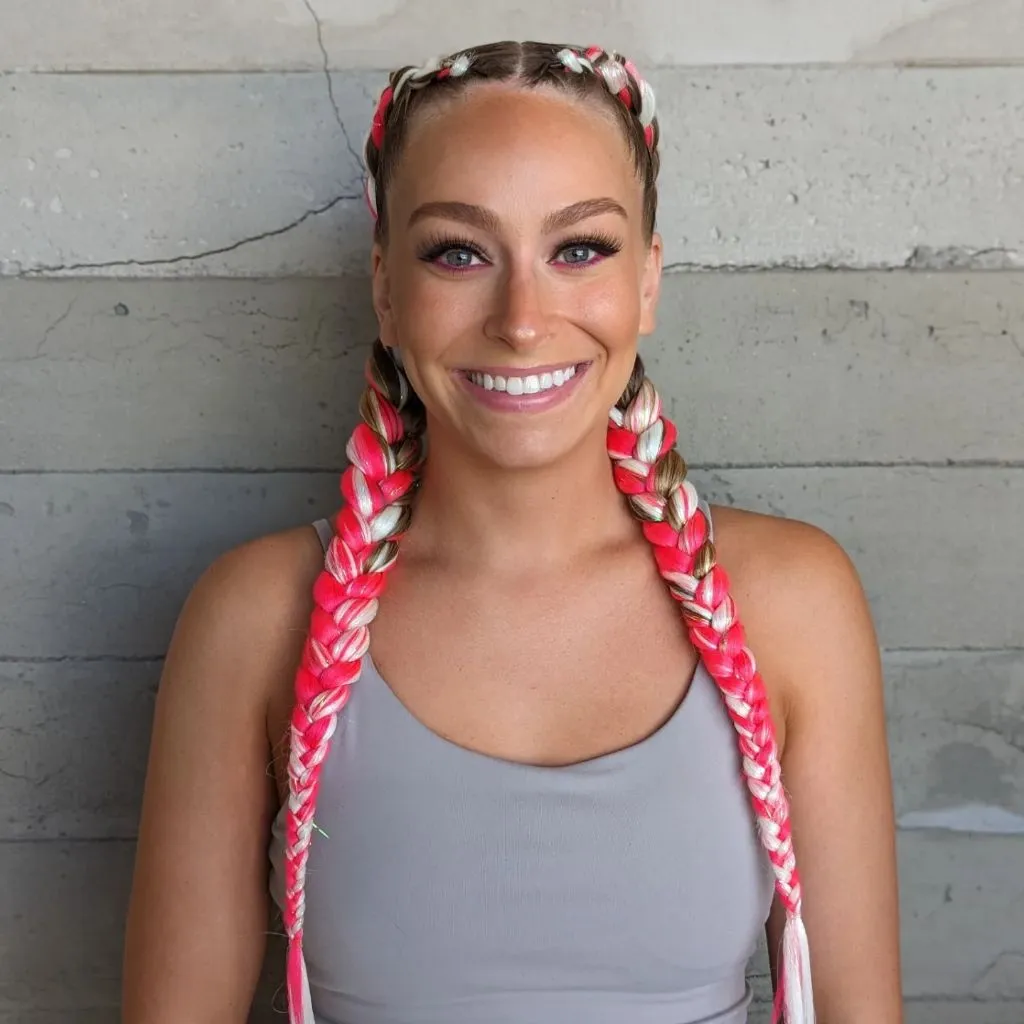 Butterfly Braids Hairstyle 2026 Pink and White Festival Braids with Candy-Colored Charm