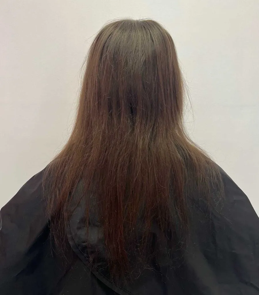 Fall Hairstyles for Long Hair 2026 Long Brunette Before-Shot with Natural Texture