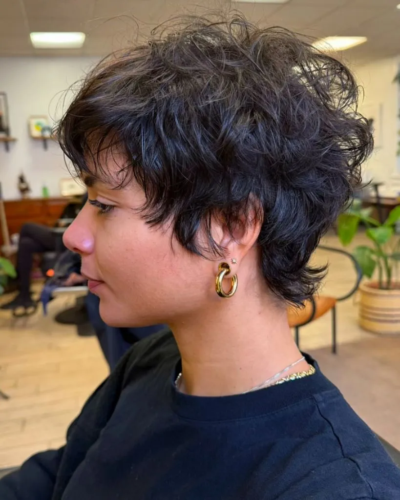 Fall Hairstyles for Short Hair 2026 Textured Curly Pixie Mullet with Effortless Cool