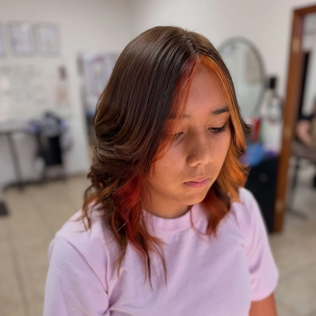 Fall Medium Haircuts 2026 Dark Brown With Copper-Red Face-Framing Accents