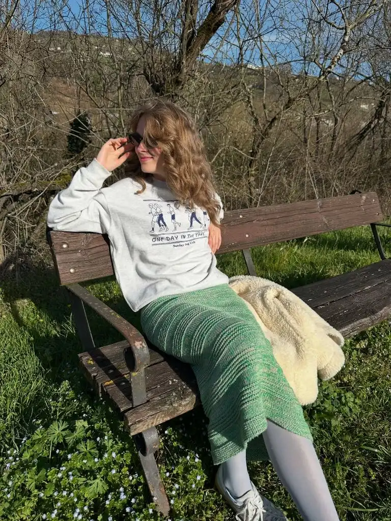Knit Skirt Outfits Fall 2026 Mint Crochet Midi Skirt With Layers for a Park Bench Afternoon
