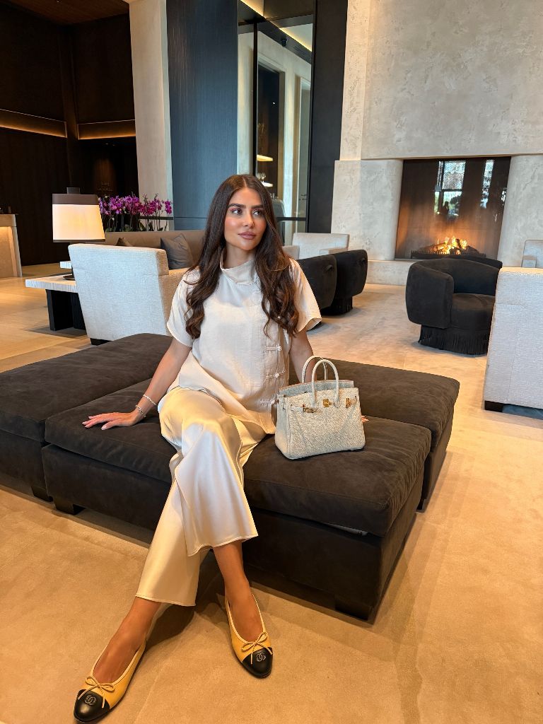 Fall Classy Outfits Women 2026 Ivory Silk Set and Ballet Flats for Fireside Lounging