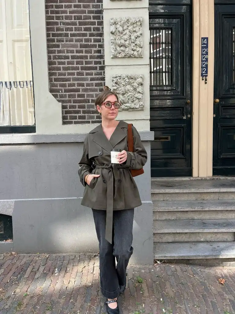 Fall Outfits With Peacoat 2026 Dark Olive Belted Peacoat With Amsterdam Street Style