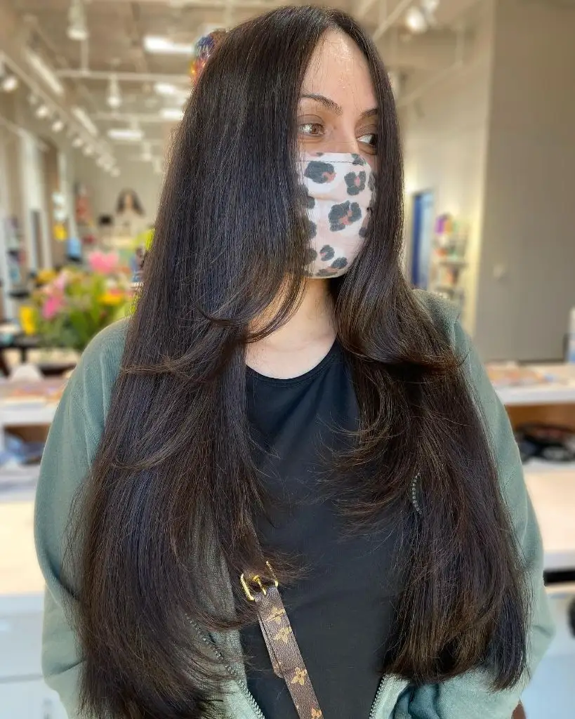 Fall Hairstyles for Long Hair 2026 Sleek Dark Brunette with Long Face-Framing Layers