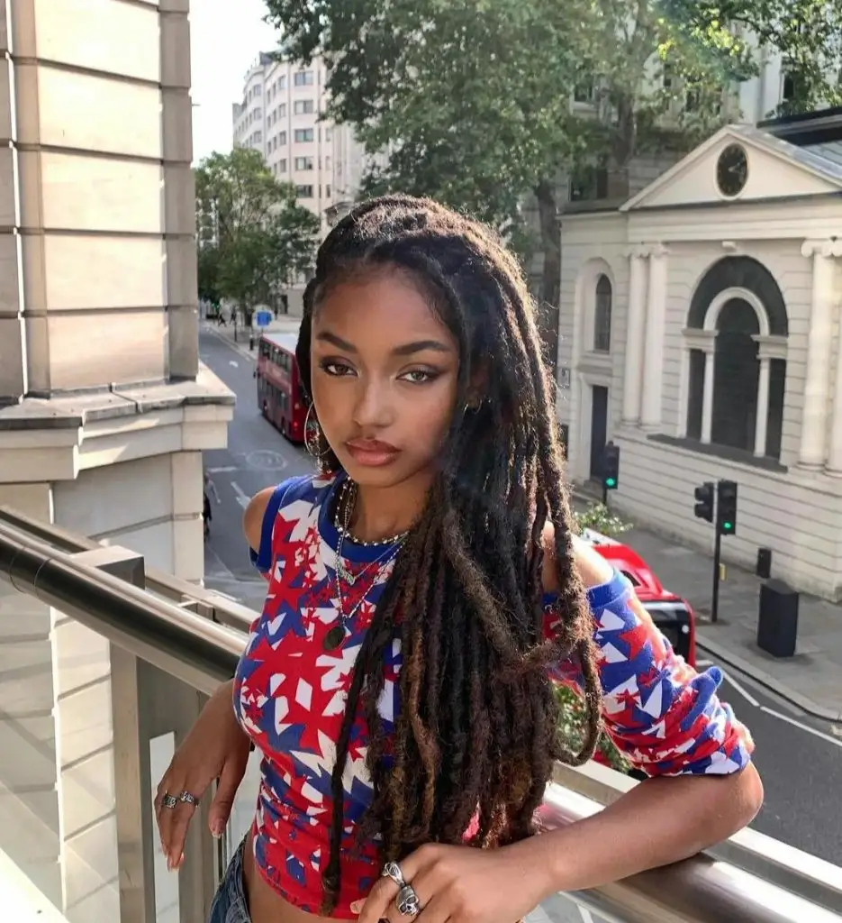 Fall Hair Colors for Black Women 2026 Bold Patterned Locs with Sun-Kissed Ombre Tips