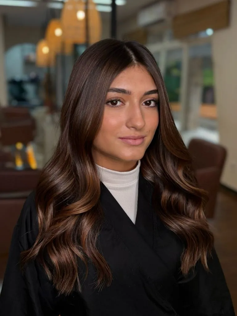 Fall Brunette Hair Colour 2026 Classic Chocolate Waves with Caramel Balayage
