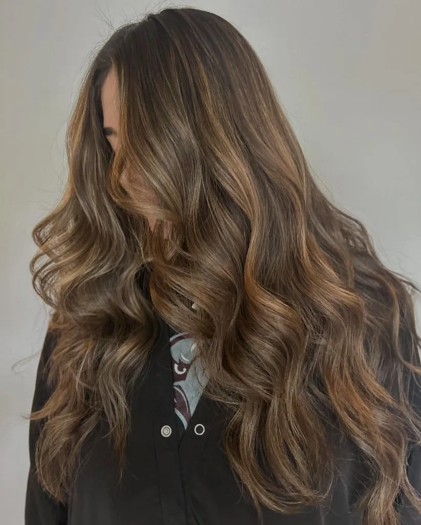 August Hairstyles And Color Ideas 2026 Golden Brown Balayage With Bouncy Face-Framing Layers