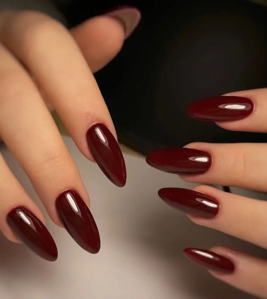 Dark Fall Nails 2026 Deep Burgundy Almond Nails — Dark Fall Nails 2026 in Wine