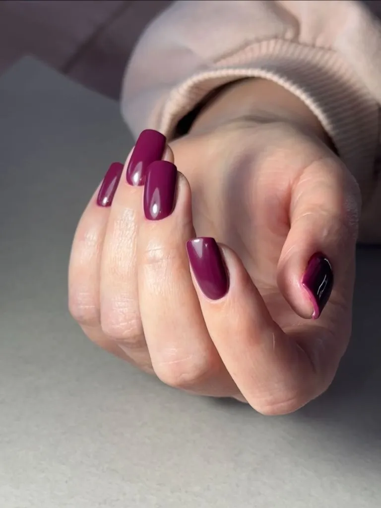 Dark Fall Nails 2026 Plum Berry Square Nails — Simple Dark Fall Nails 2026 Elegance