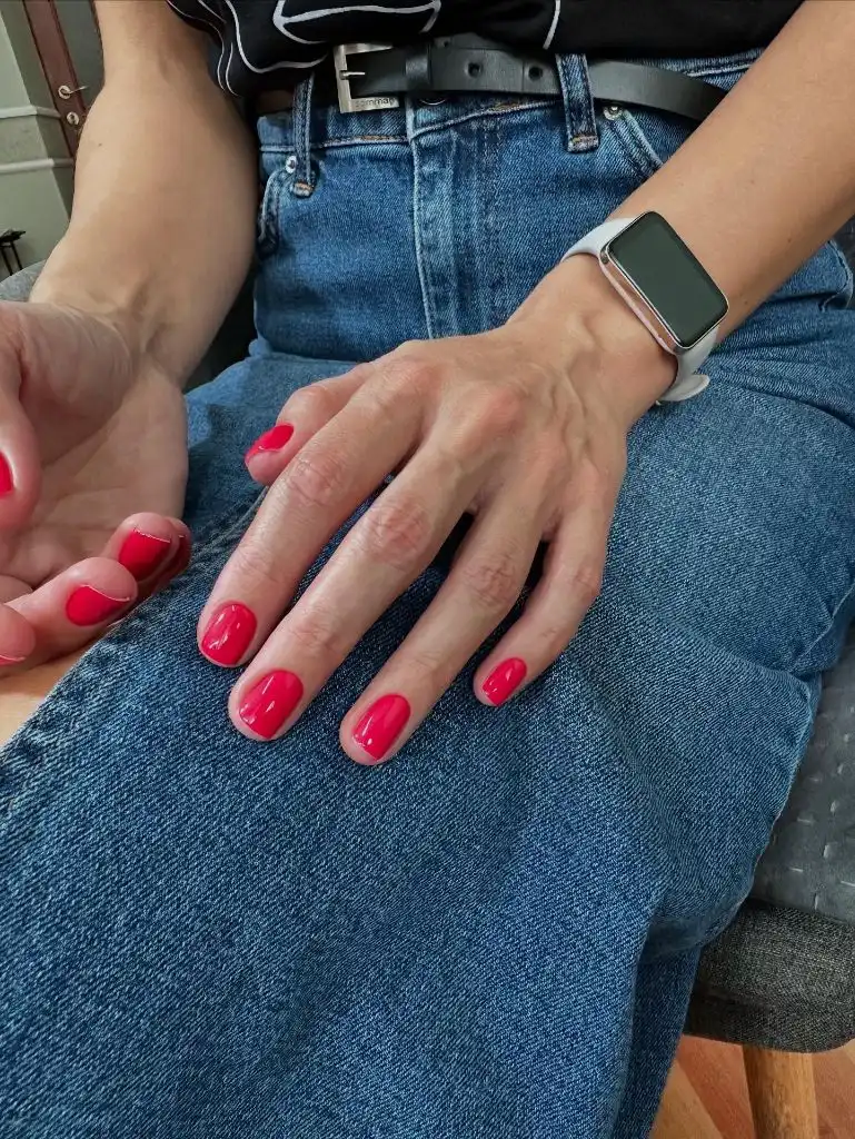 Simple Fall Short Nails Cherry Red Classic Simple Fall Short Nails