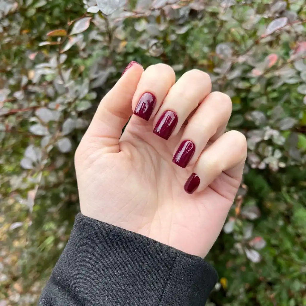 Fall Burgundy Nails With Design Classic Burgundy Square Nails: Short Fall Burgundy Nails With Design in Pure Simplicity