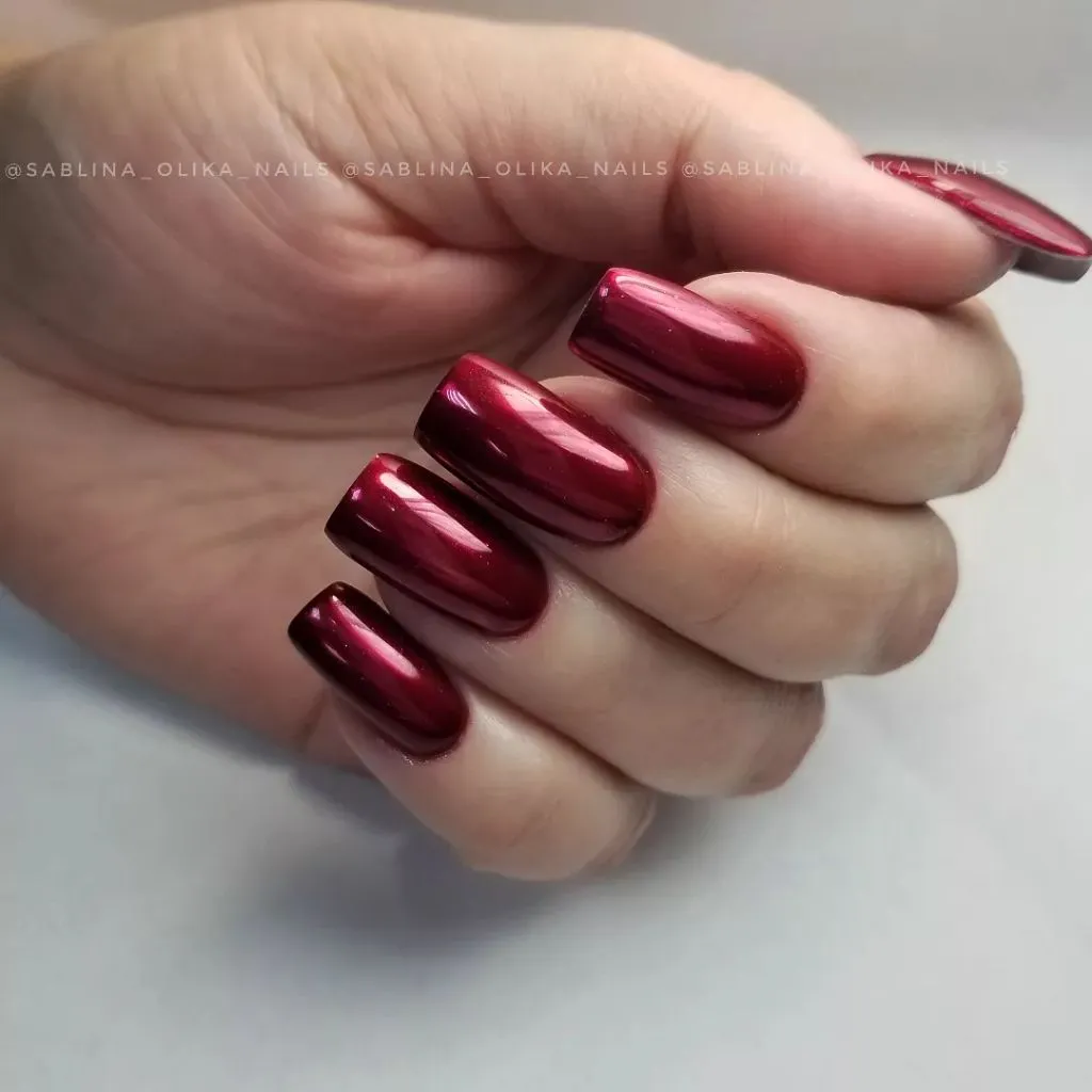 Dark Fall Nails 2026 Chrome Red Coffin Nails — Bold Dark Fall Nails 2026 Statement