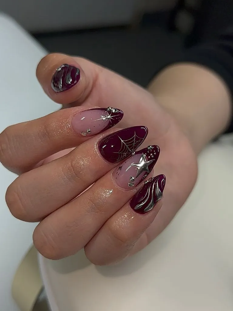 Dark Fall Nails 2026 Gothic Halloween Dark Fall Nails 2026 With Spiderweb Art