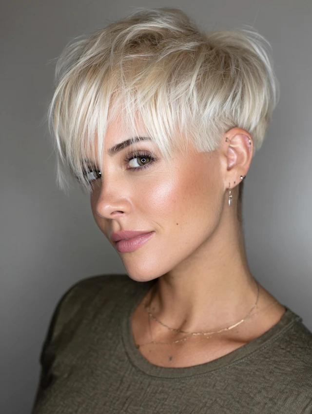 Choppy short crop haircut for thin hair