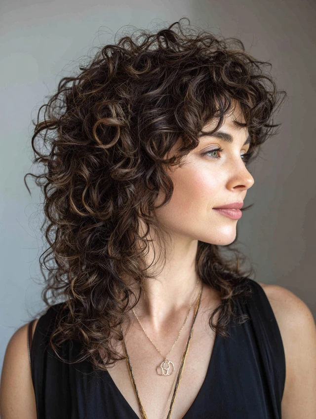 Curly Shag Layers for Natural Volume layered hairstyle