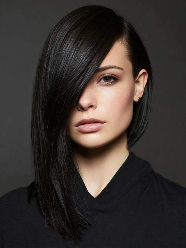 Asymmetric lob with wet-look glossy finish