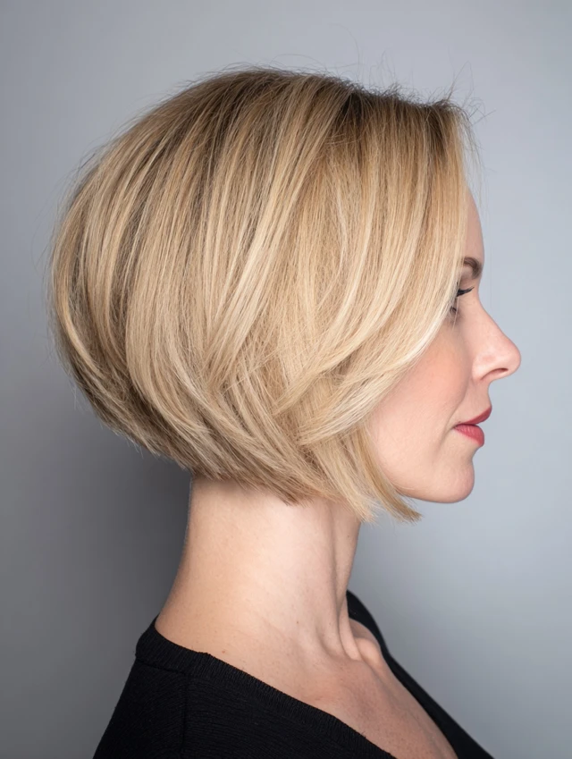 French bob with blunt ends for fine hair