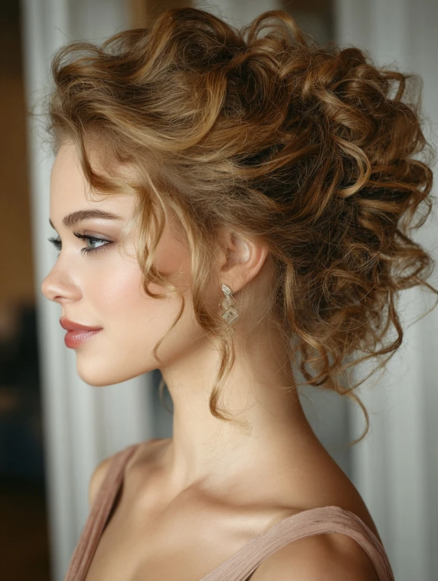 Prom hairstyle: textured curly updo
