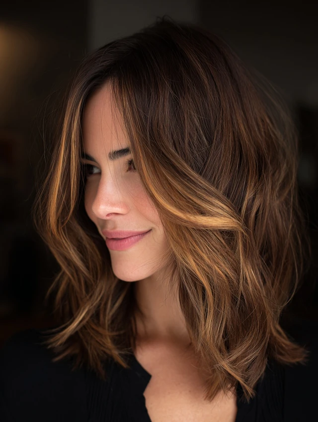Caramel Money Piece Highlights hairstyle photo