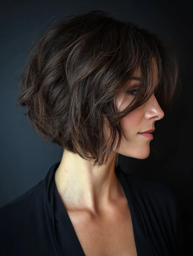 Chin-length textured bob with tousled ends low maintenance haircut