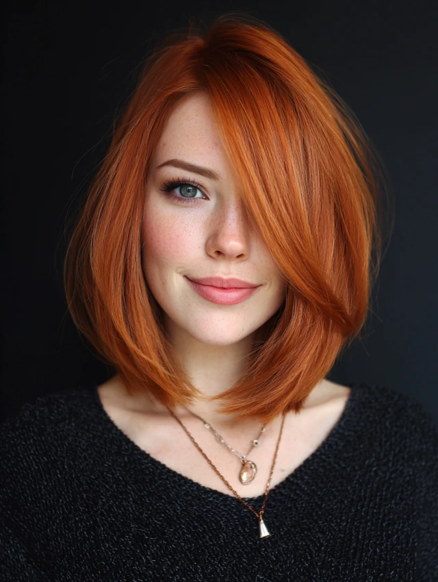 Auburn copper french bob haircut