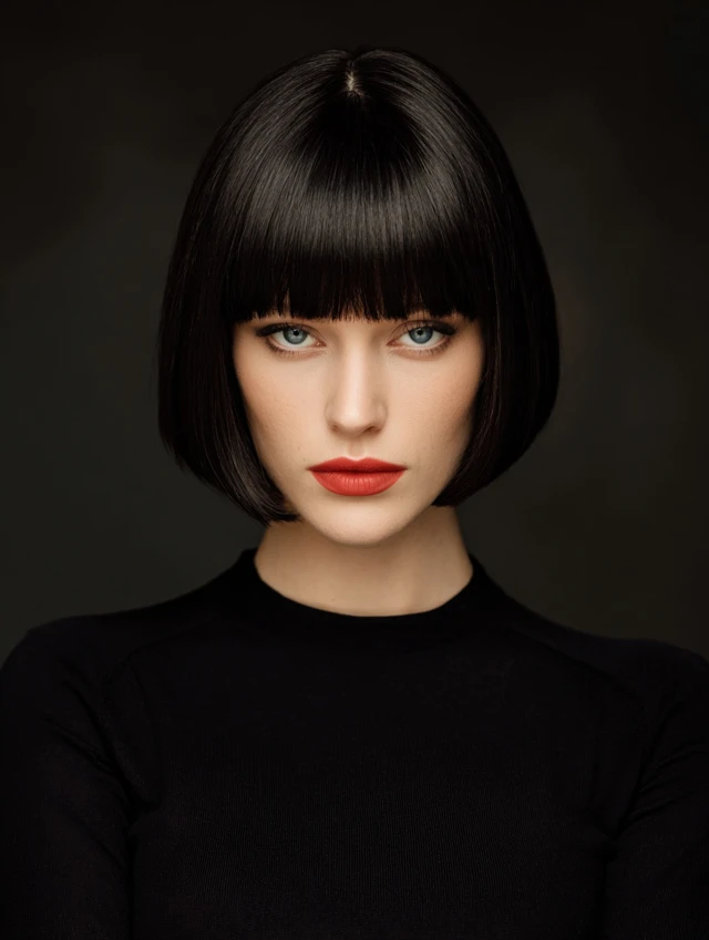 Classic chin-length bob with soft rounded shape