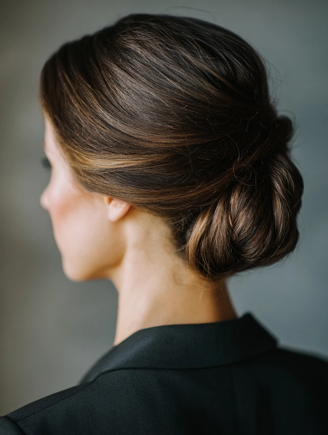 Low Twisted Chignon hairstyle photo