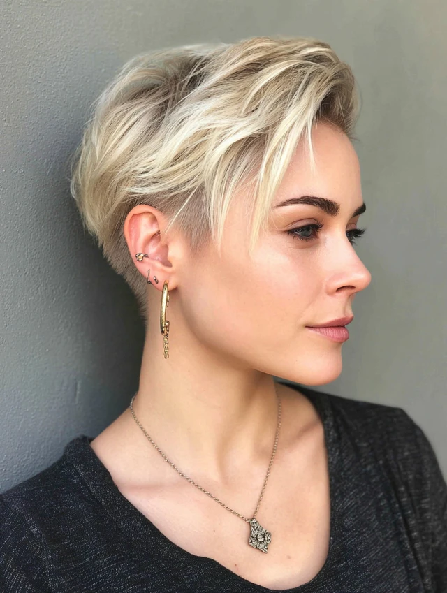 Blonde Money Piece on a Pixie hairstyle photo