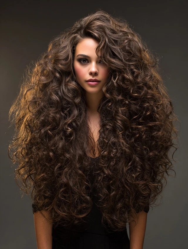 Long voluminous curls with defined coils