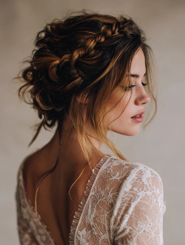 Prom hairstyle: lace braid chignon