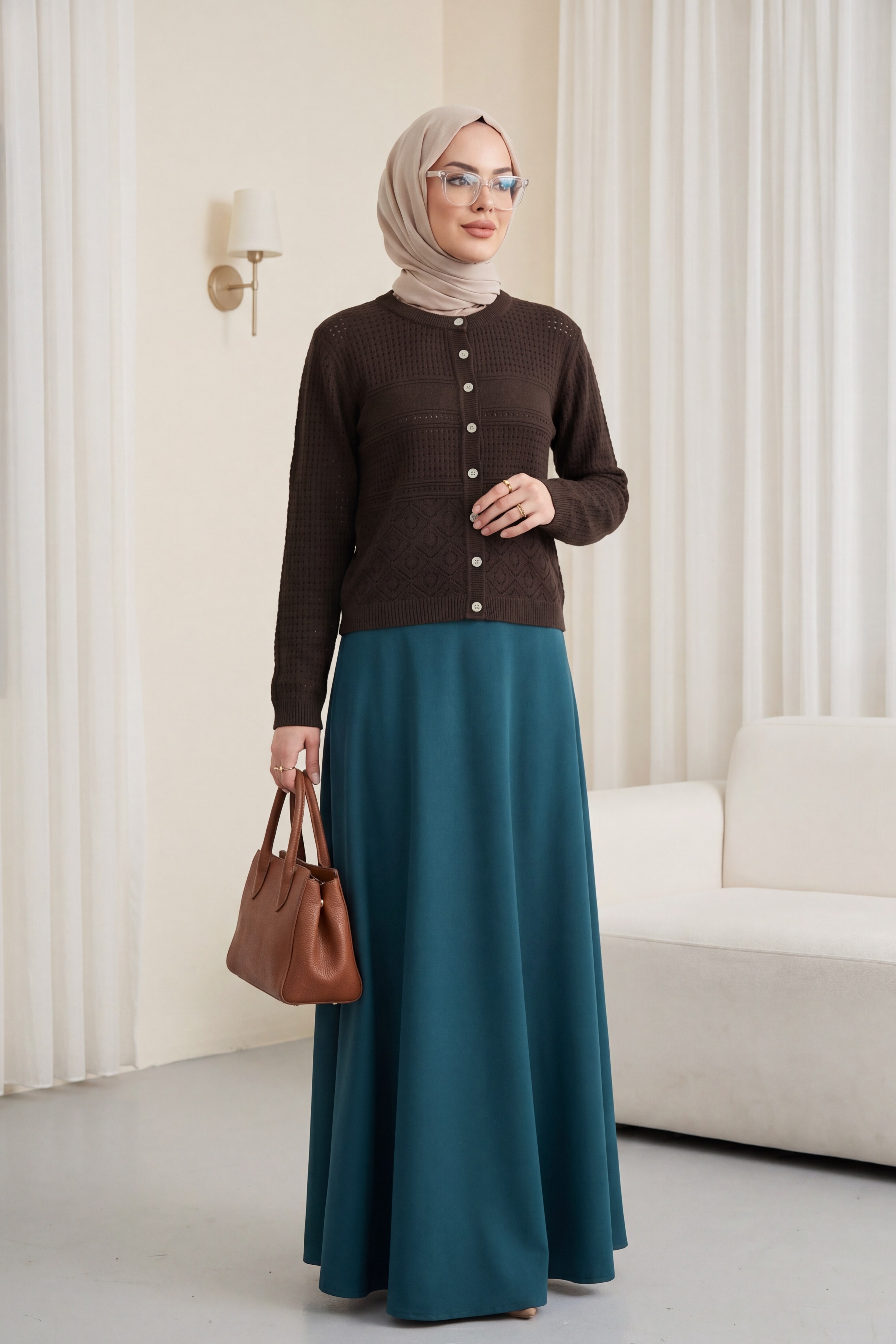Buttoned Knit Cardigan for Layered Days modest outfit