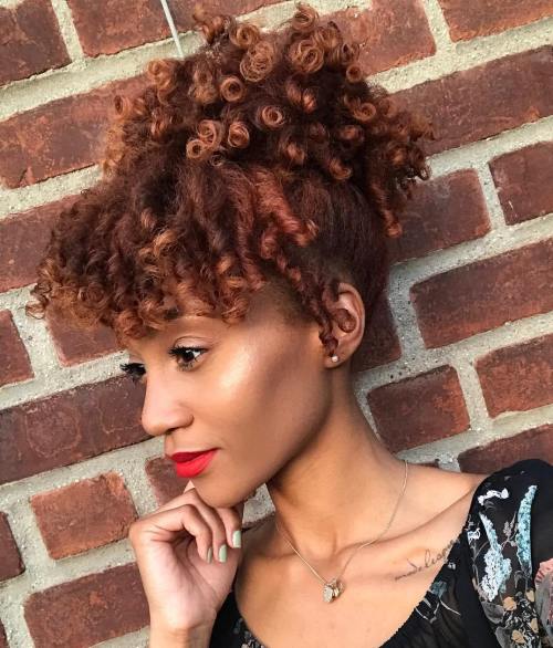 Short natural curly ponytail with smoothed edges