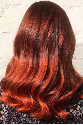 Copper Cinnamon Balayage red hair color look
