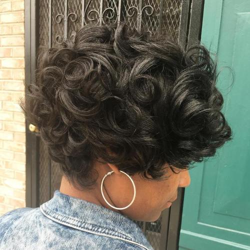 Long Curly Crop Worn in Natural Curls pixie cut idea