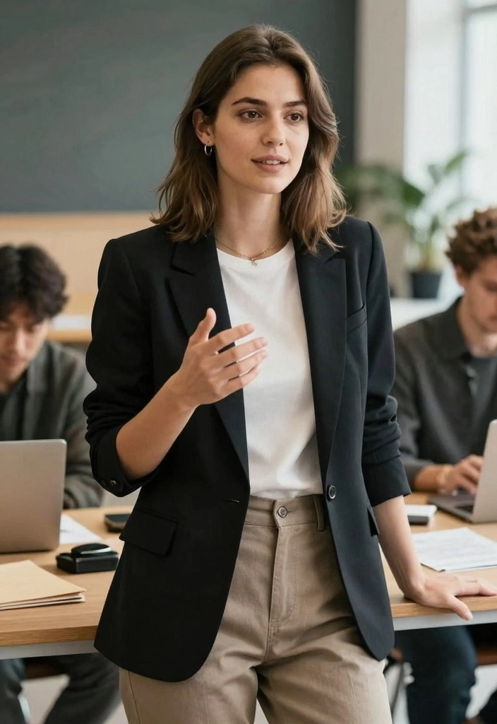 Black blazer with chinos for a business casual outfit
