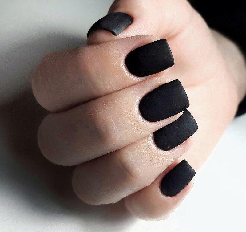 Matte Black Square Nails photo