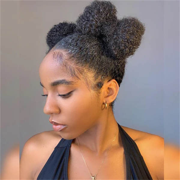 Space Buns with Bows for a Playful Finish 4c hair style