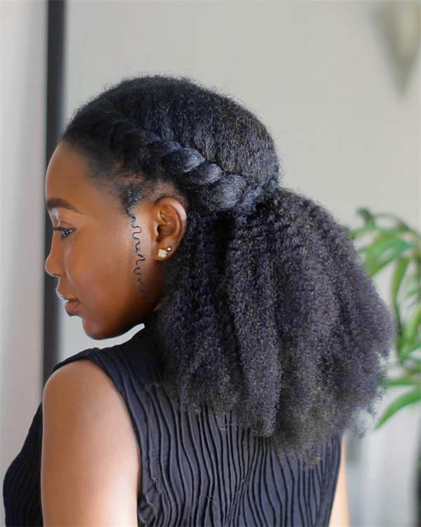 Half Flat Twists, Half Loose Coils 4c hair style