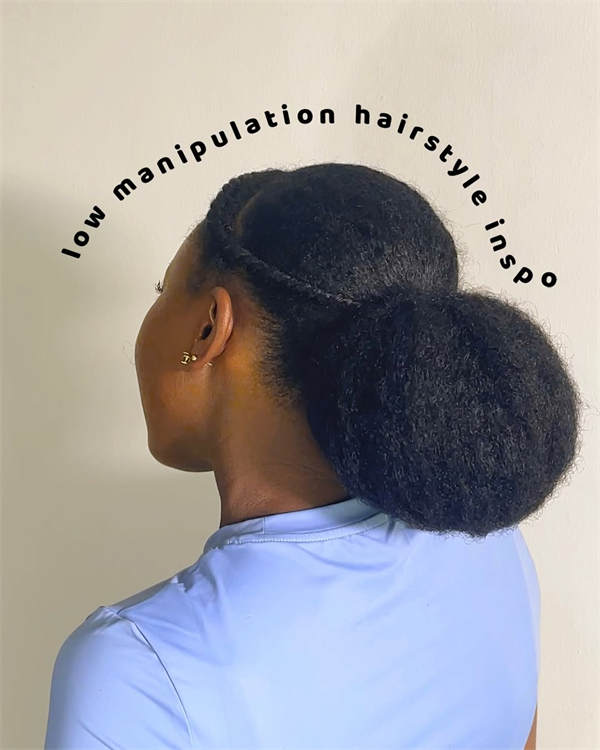 Low Bun with a Curved Flat Twist 4c hair style