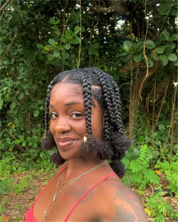 Jumbo Braids with Puff Ball Ends 4c hair style