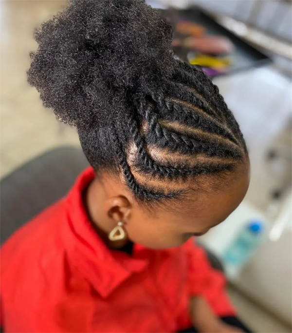 Front Twists Flowing into an Afro Puff 4c hair style