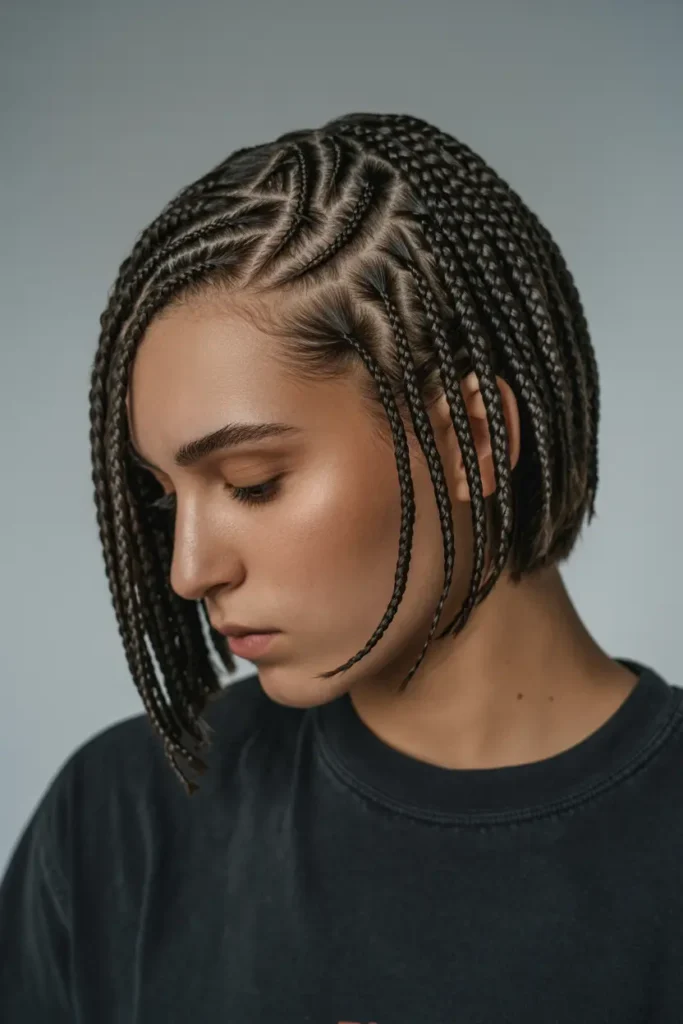 Bob Braids With a Side Sweep side part braids hairstyle