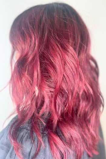 Raspberry Red Waves With Berry Depth red hair color look