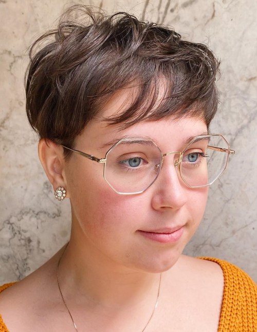 Short Brown Pixie with a Clean Undercut brown pixie haircut
