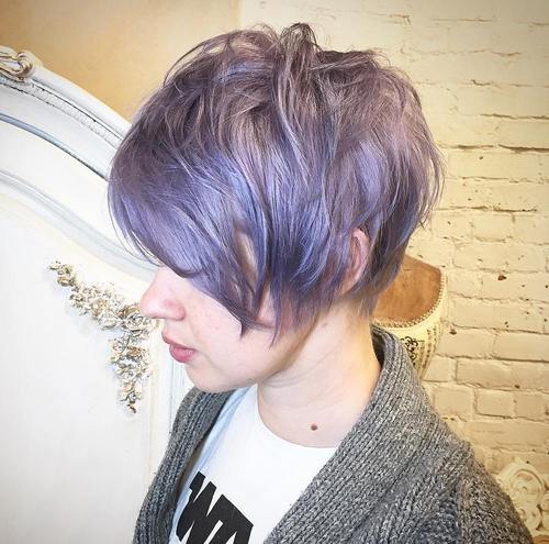 Pastel-Purple Crop with a Soft Grown-Out Feel pixie cut idea