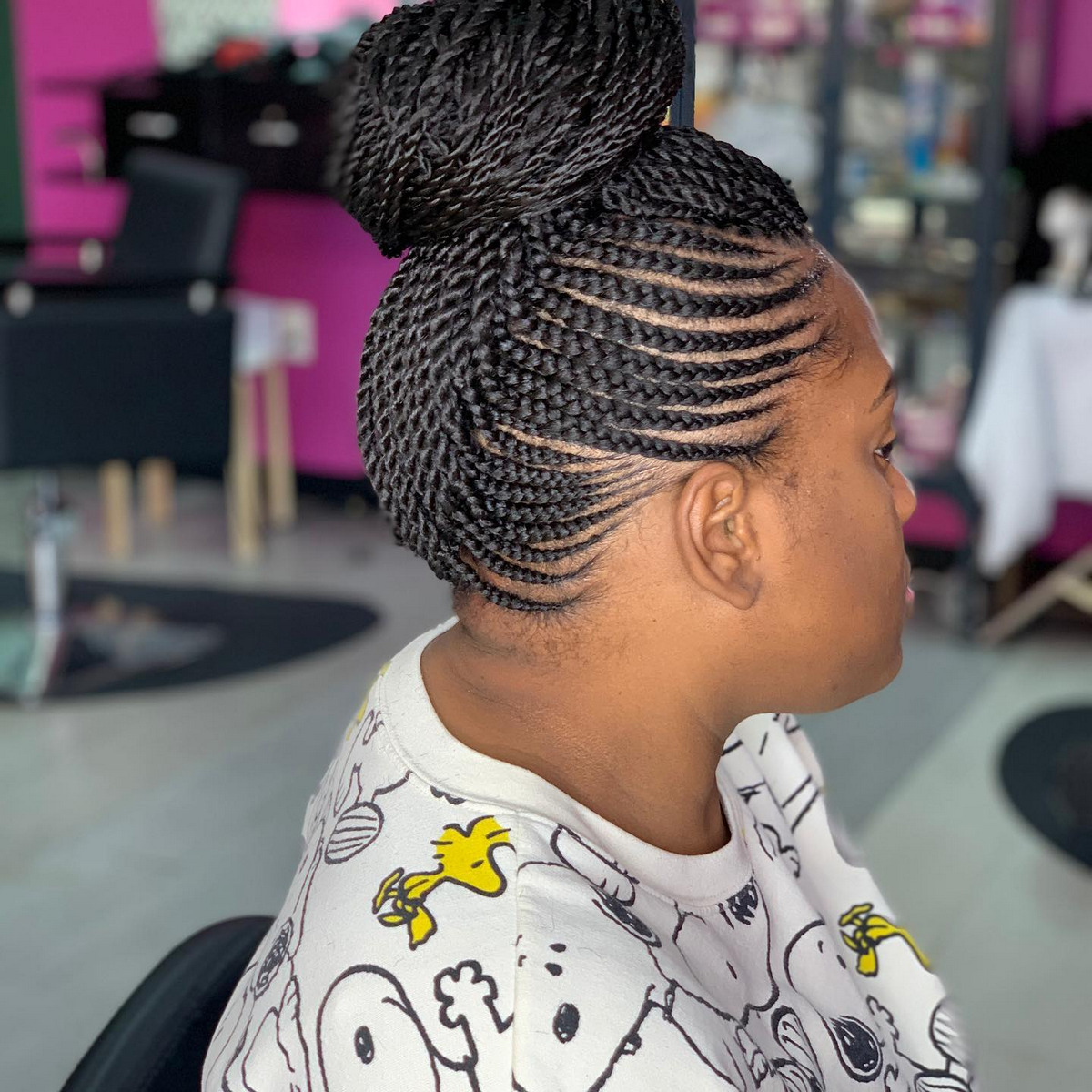 Braided loc mohawk updo with lifted center
