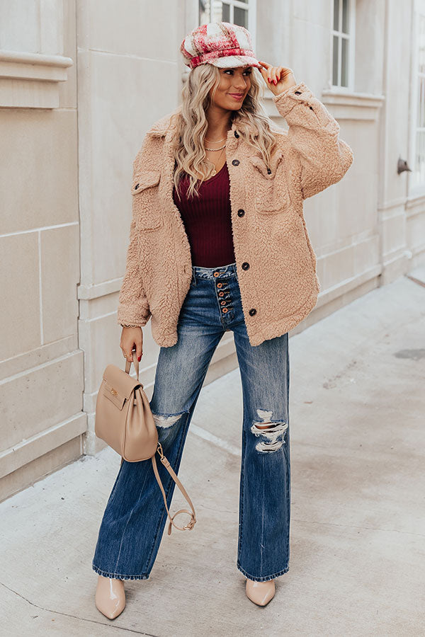 Sherpa Jacket with Mom Jeans inspiration photo