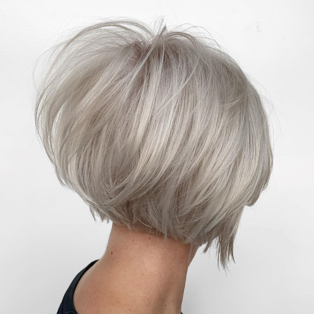 Cool-Toned Blonde Short Stacked Bob stacked bob haircut
