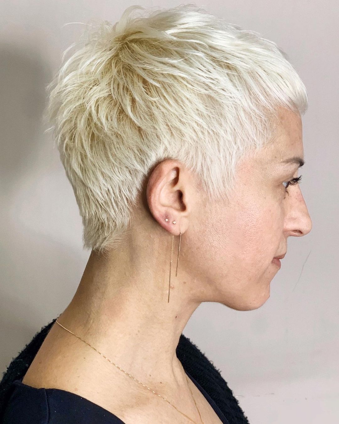 Very Short Platinum Crop with Choppy Texture pixie cut idea